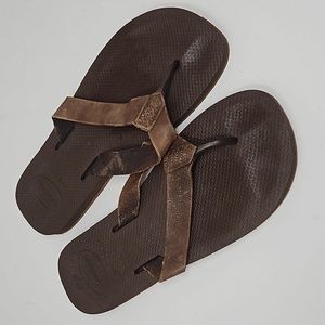 Havaianas Leather Flip Flop Sandals Size 13